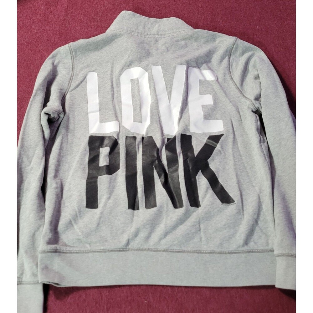 Women's Pink Victorias Secret Big Logo Sweatshirt Medium M Gray Long Sleeve